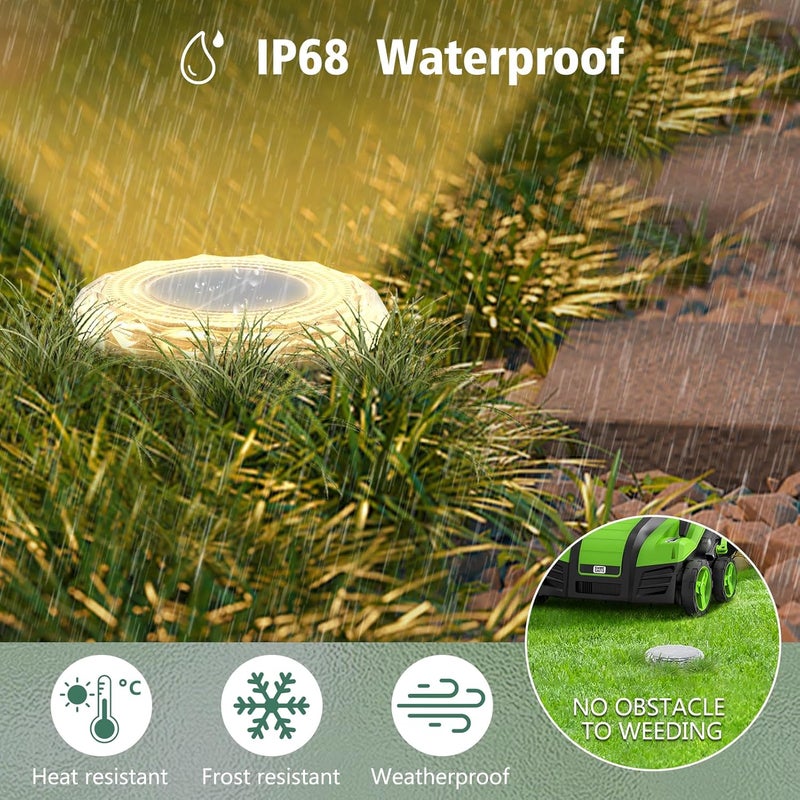 echosari Solar Ground Lights 6 Pack, Upgraded Solar Garden Lights Auto ON/Off Landscape Lighting Outdoor In-Ground Lights Waterproof Long Lasting for Pathway Walkway Patio (Warm White) - Image 3